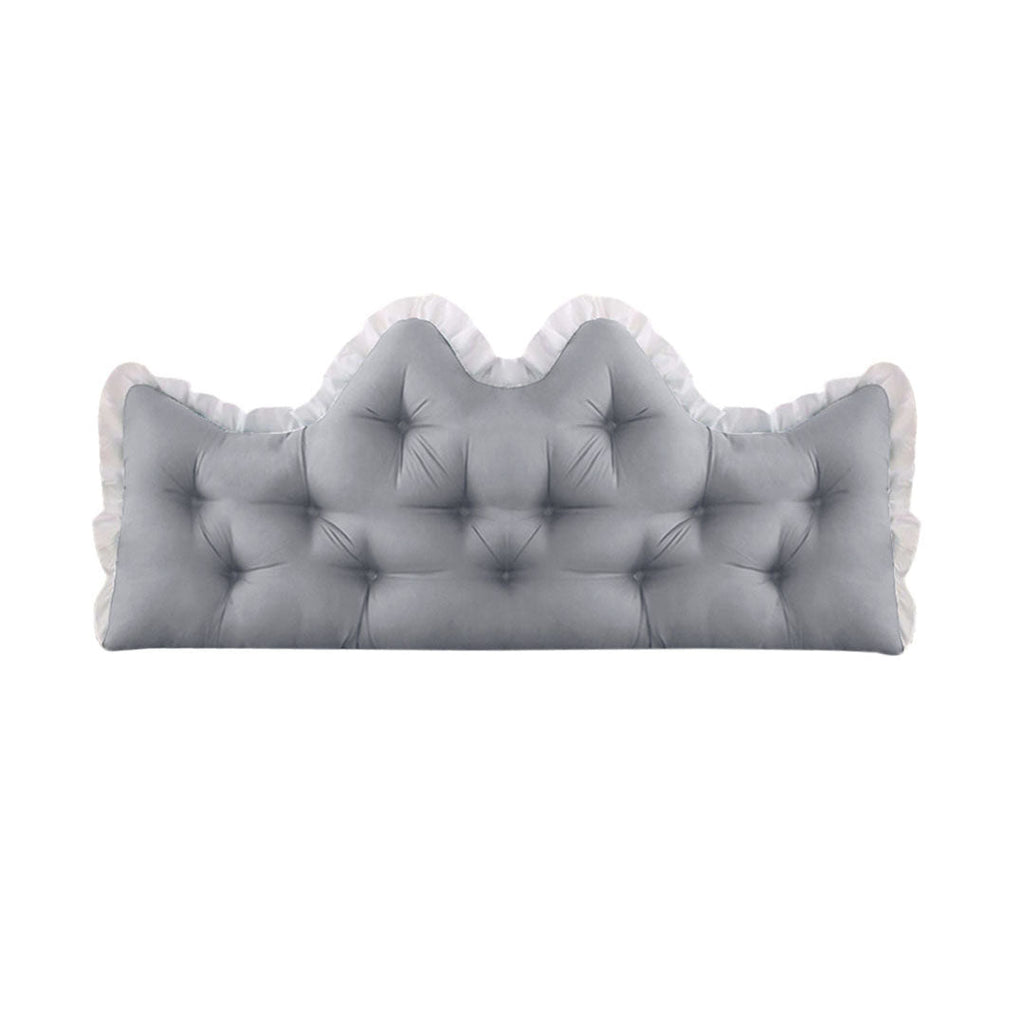 Light grey tufted crown headboard cushion with plush polyester filling for bed support