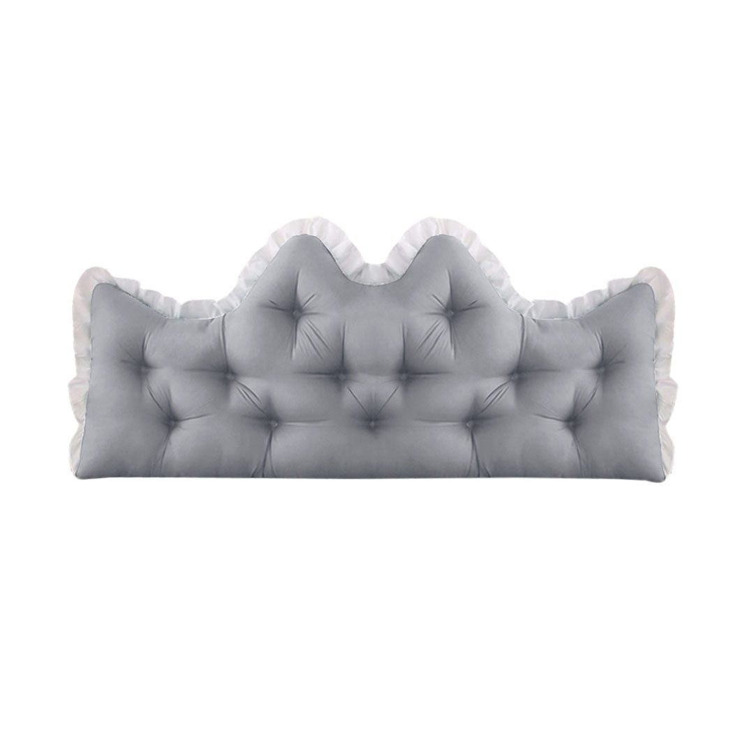 Light grey tufted crown headboard cushion with plush polyester filling for bed support