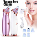 White and rose gold facial vacuum pore cleaner device with five interchangeable suction heads