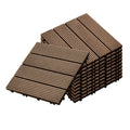 Dark chocolate wooden composite decking tiles with interlocking design for outdoor patio and garden flooring
