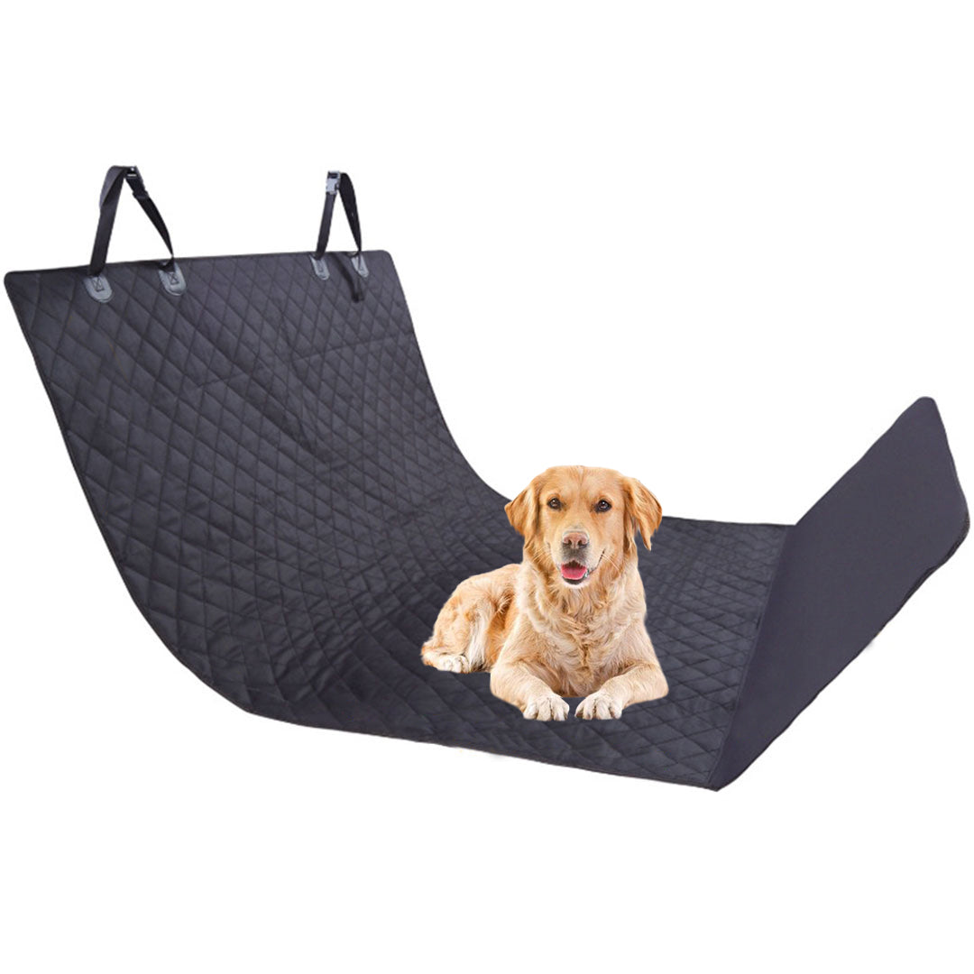 Black waterproof SOGA car trunk pet mat cargo liner with non-slip surface and headrest straps