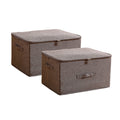 Coffee brown large double zipper storage box foldable clothes basket with reinforced handles