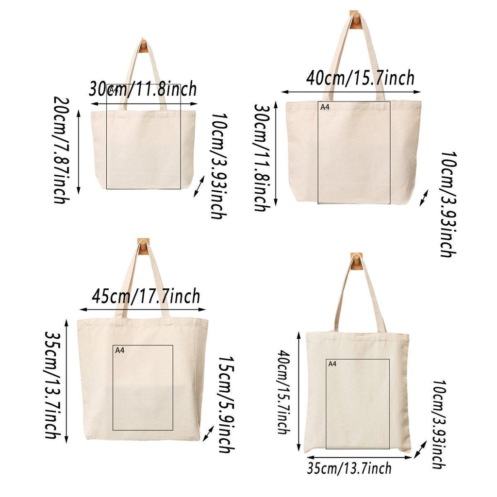 Five piece blank canvas tote bag set in natural cotton blend with comfortable shoulder straps — view 4