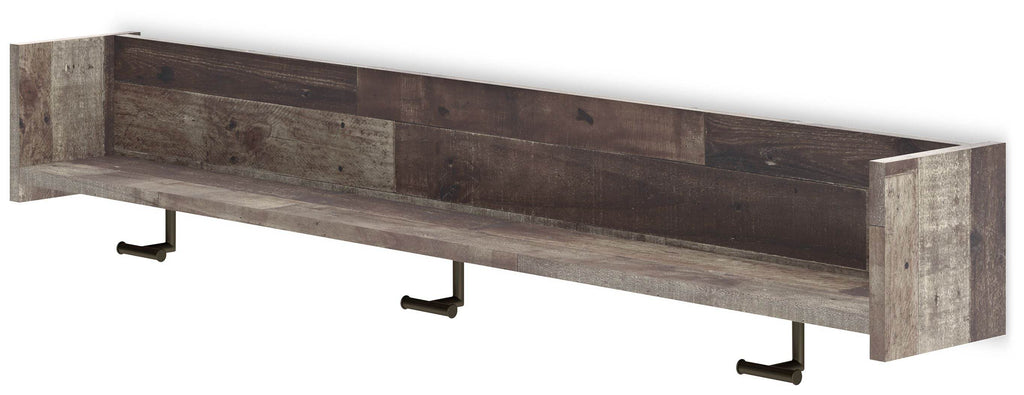 Minimalist wall-mounted coat rack featuring a top display shelf and three heavy-duty hooks — view 3