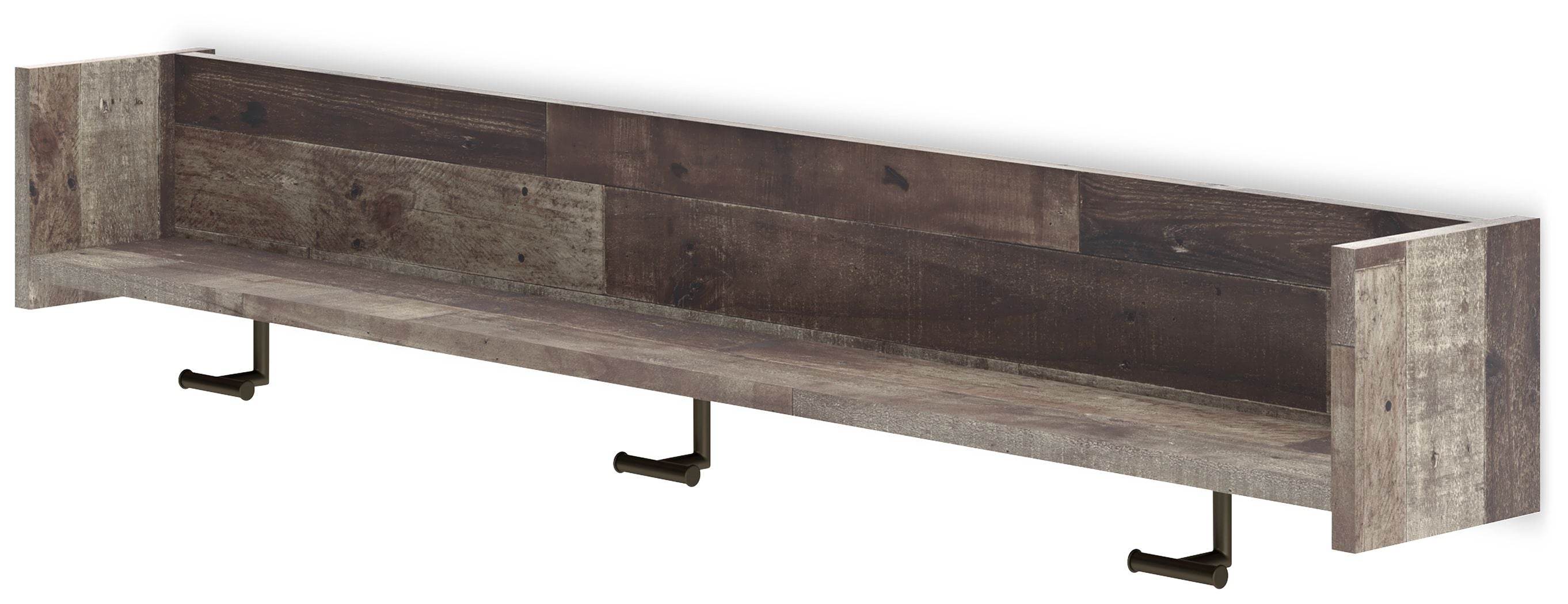 Minimalist wall-mounted coat rack featuring a top display shelf and three heavy-duty hooks — view 3