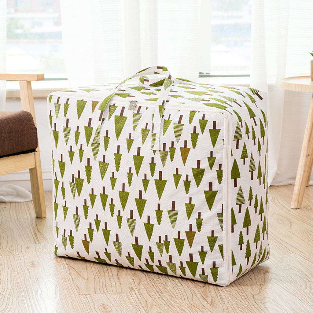 SOGA green pine tree patterned medium foldable travel storage luggage bag with double zippers and handles — view 2