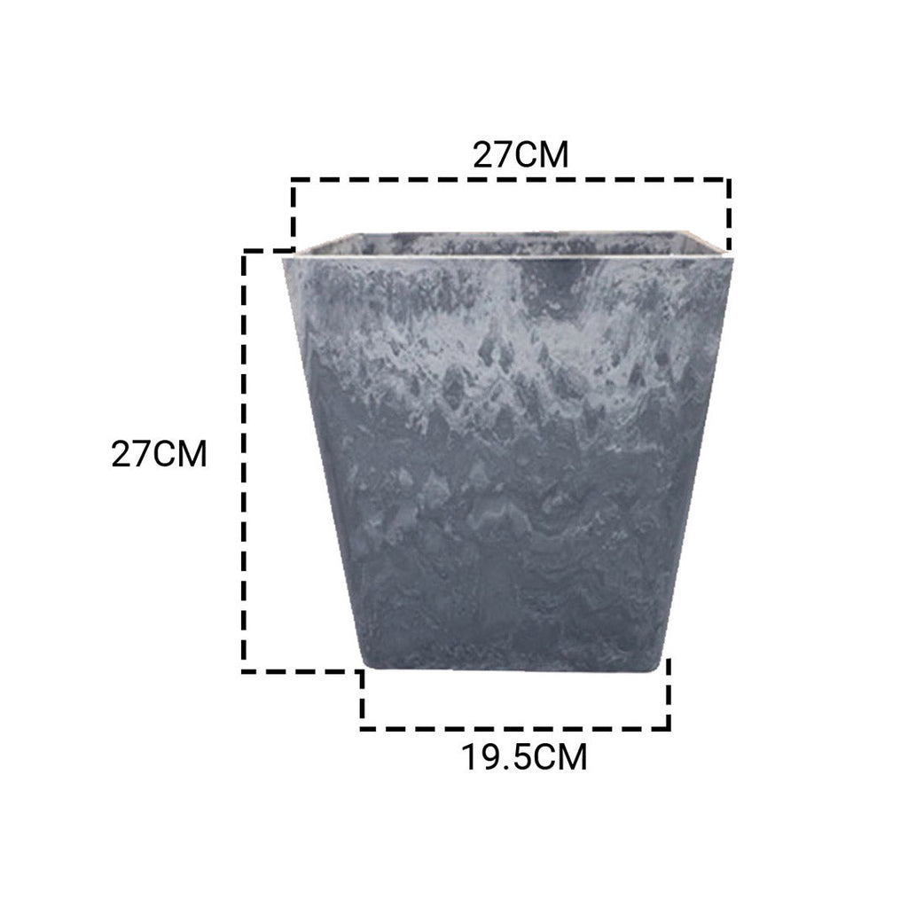 Weathered grey concrete look square resin indoor planter pot for home and office decor — view 2