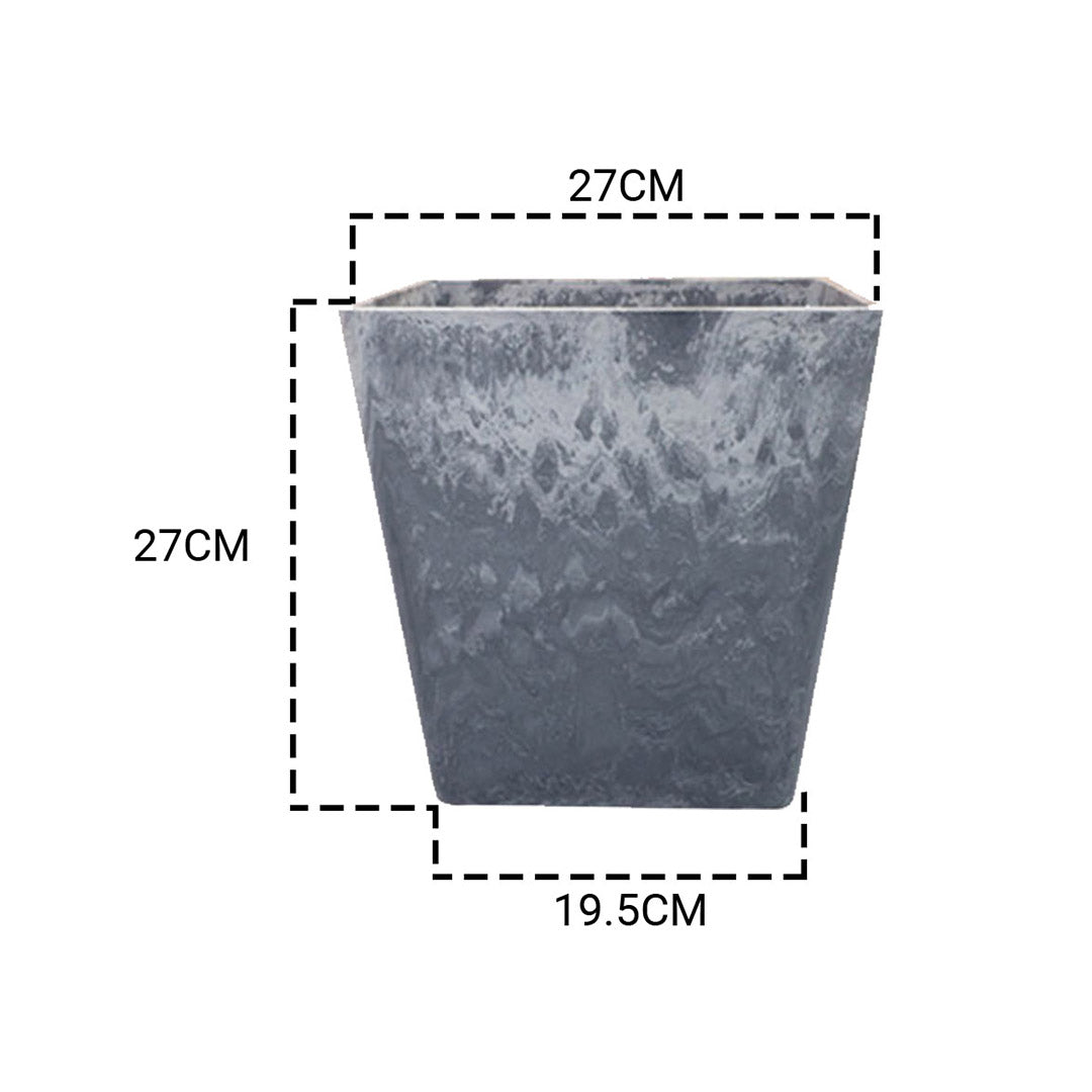 Weathered grey concrete look square resin indoor planter pot for home and office decor — view 2