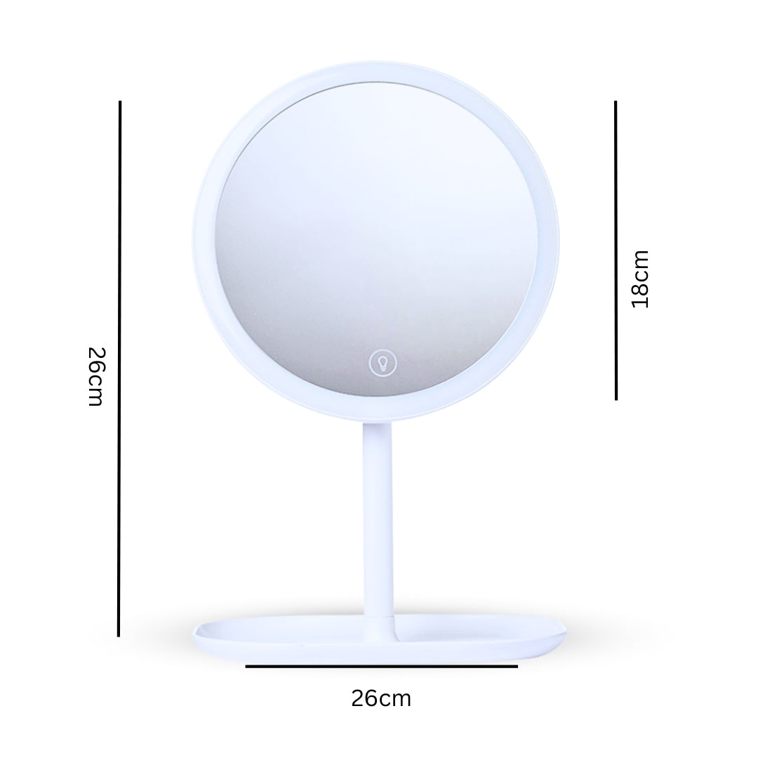White round smart LED makeup vanity mirror set of two with illuminated tricolor dimmable lighting ring — view 2