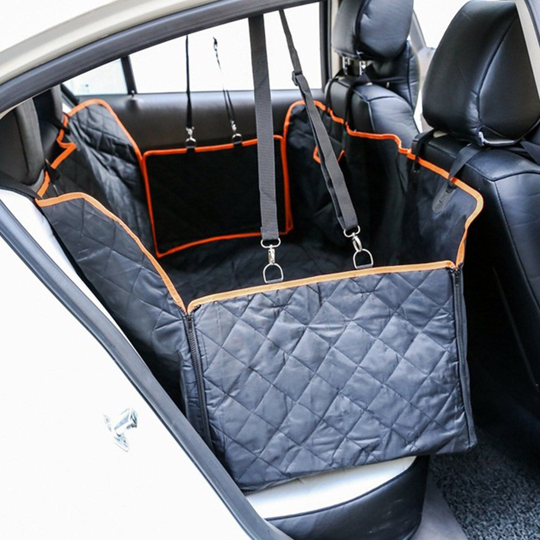 Black waterproof Oxford cloth dog car seat cover hammock protector for back seats — view 2