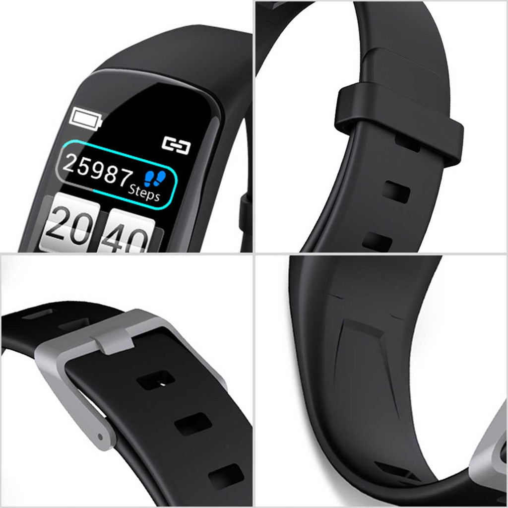 Red SOGA fitness tracker smart watch with digital touch screen display and comfortable silicone wristband — view 2