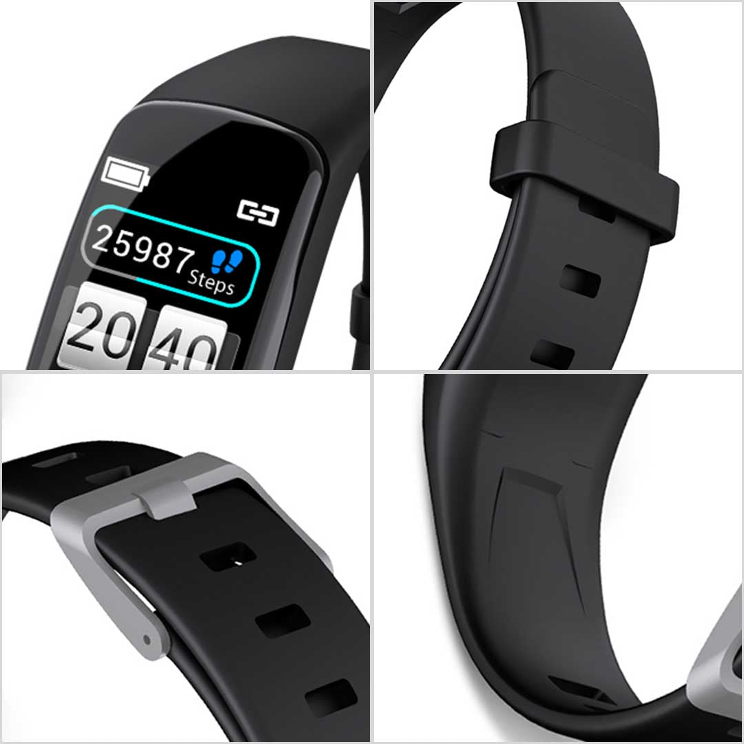 Red SOGA fitness tracker smart watch with digital touch screen display and comfortable silicone wristband — view 2