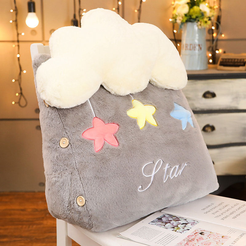 Grey cloud wedge pillow soft lumbar cushion for bed and sofa back support — view 2