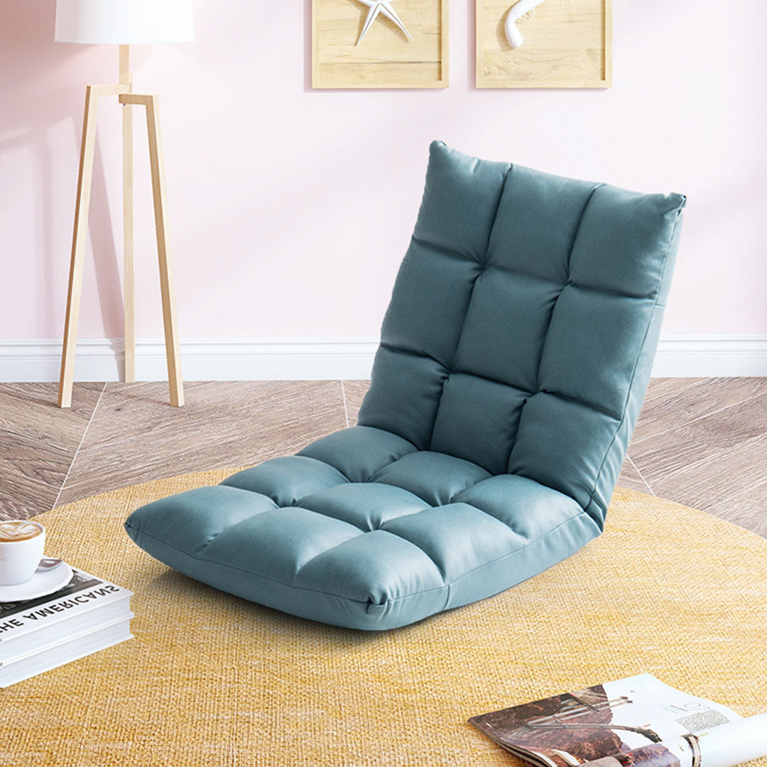 Green adjustable air leather lounge floor recliner and foldable gaming chair with ergonomic backrest support — view 2