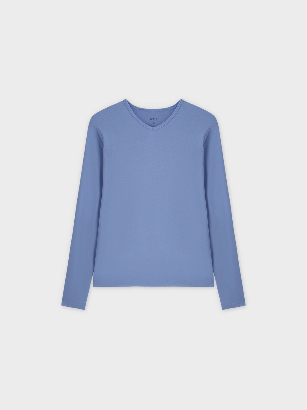 Basic High V Tee LS-Periwinkle-1