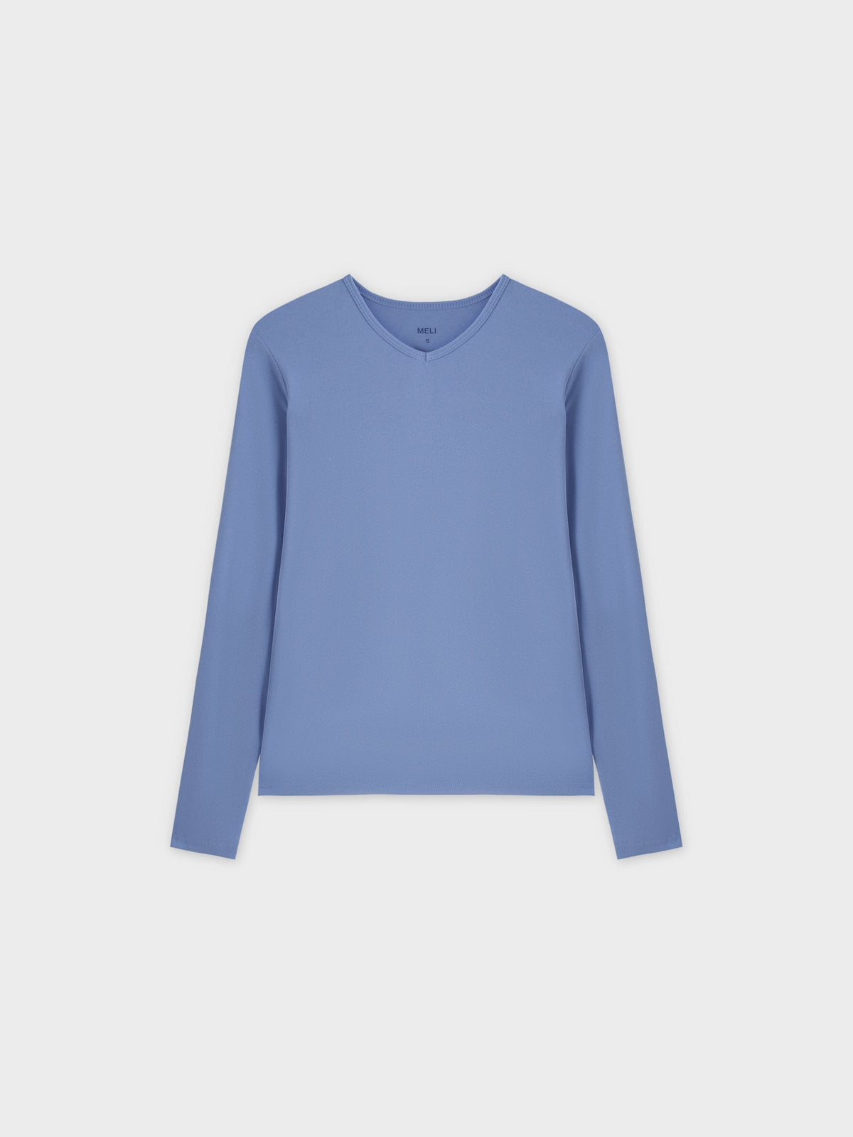 Basic High V Tee LS-Periwinkle-1