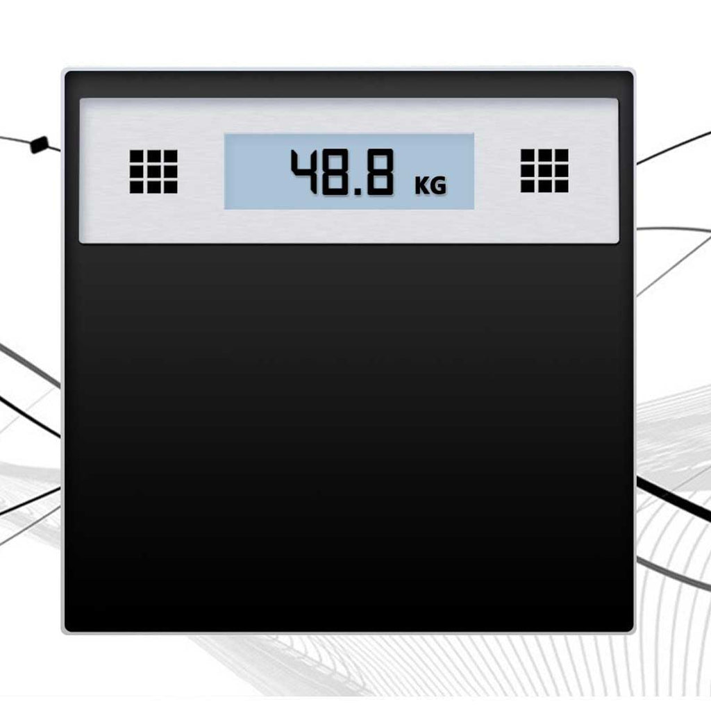 Electronic talking bathroom scale in tempered glass with large LCD display and digital weight numbers — view 3