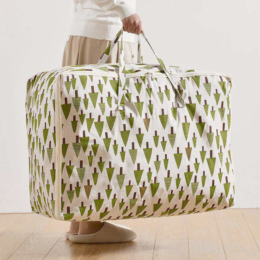 SOGA green pine tree patterned medium foldable travel storage luggage bag with double zippers and handles — view 3