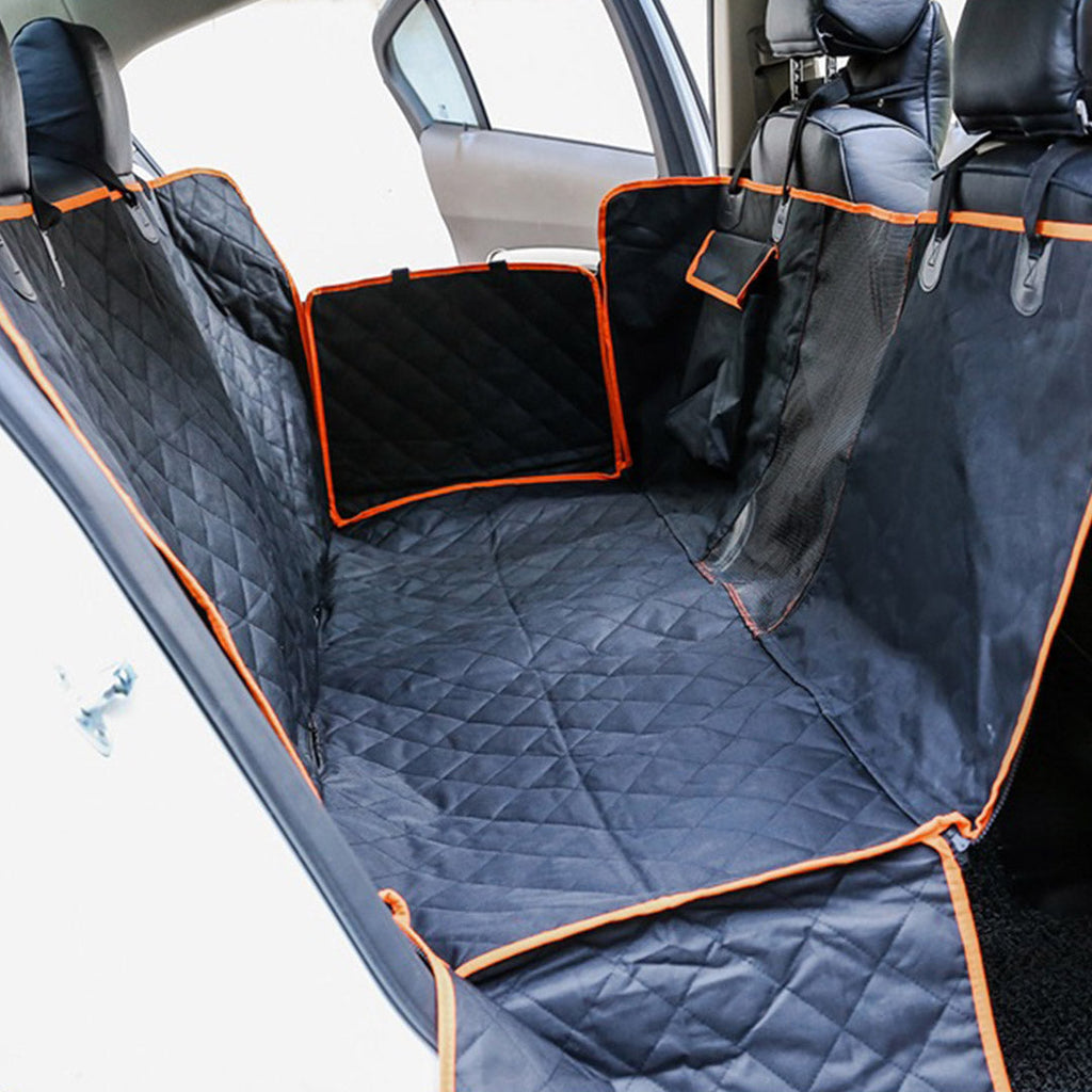 Black waterproof Oxford cloth dog car seat cover hammock protector for back seats — view 3