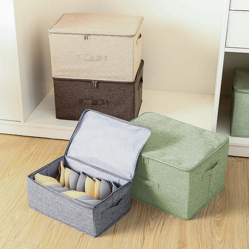Large green foldable storage box with double zipper and reinforced handles for home organization — view 3