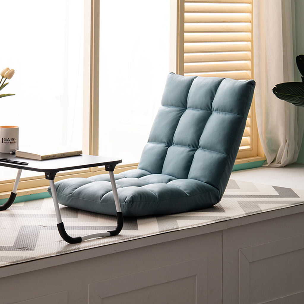 Green adjustable air leather lounge floor recliner and foldable gaming chair with ergonomic backrest support — view 3