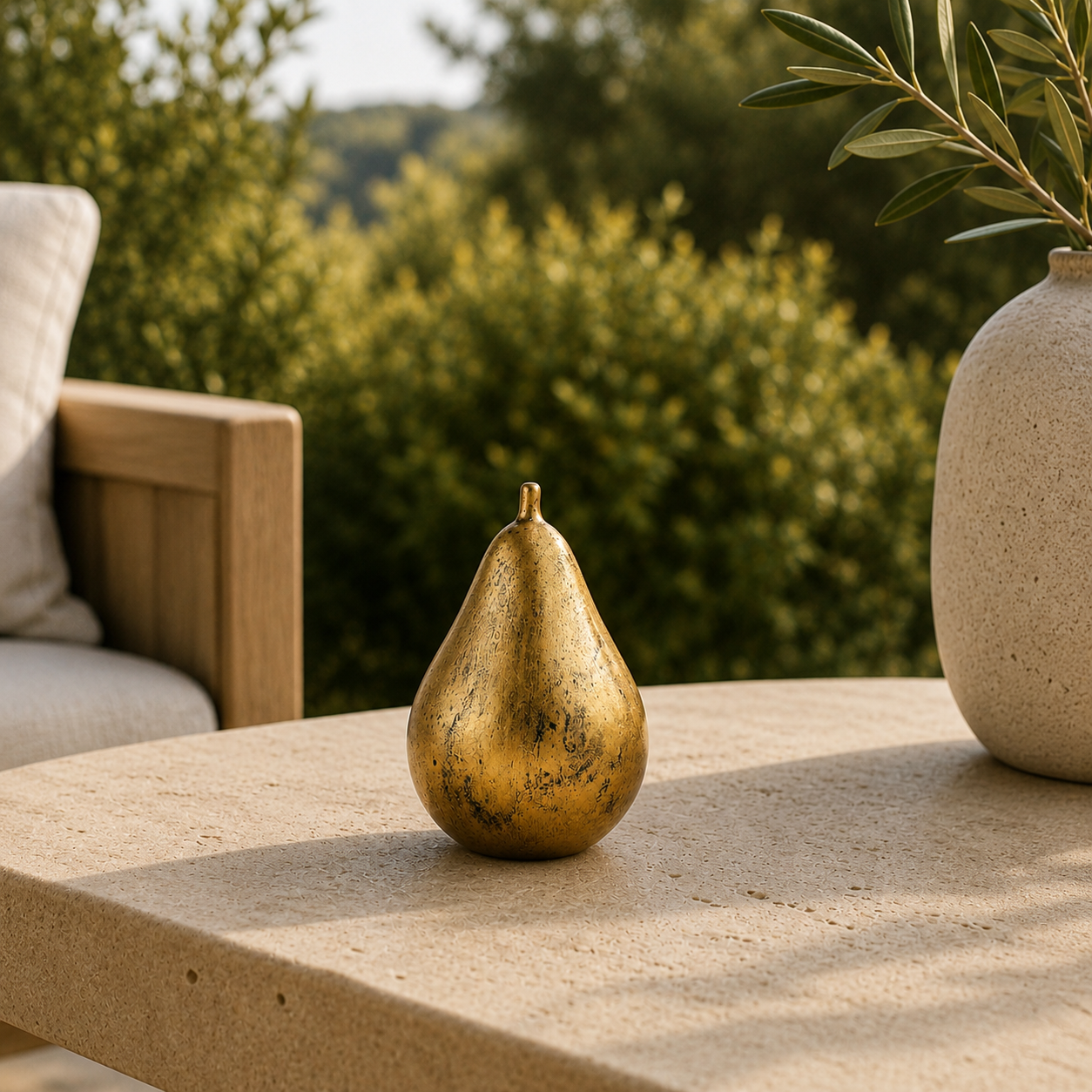 Modern minimalist brown ceramic decorative ornament styled on a bright tabletop for home decor — view 4