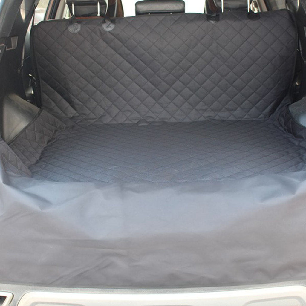 Black waterproof SOGA car trunk pet mat cargo liner with non-slip surface and headrest straps — view 4