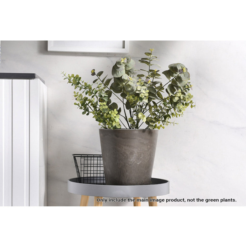 Rock grey round resin plant pot with a concrete cement pattern for indoor gardening — view 4