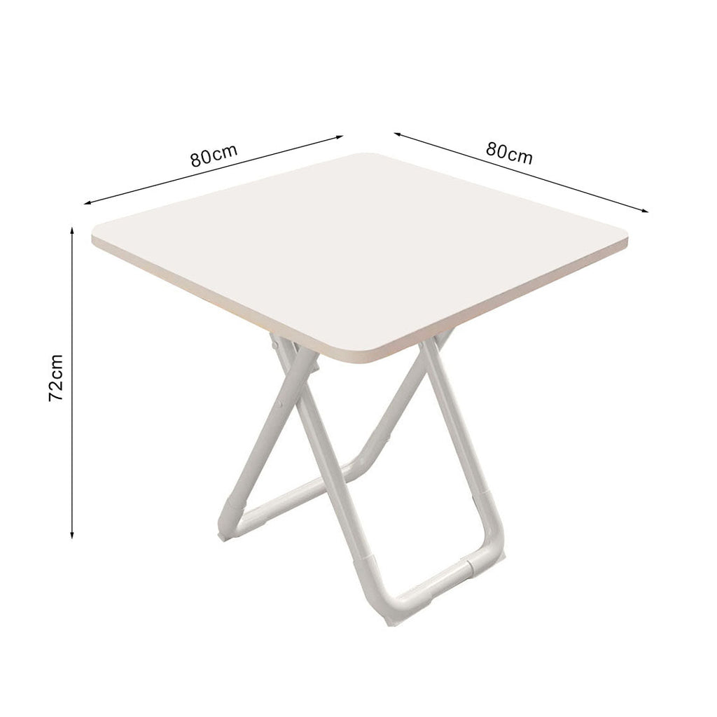 Modern minimalist 80cm white square table with matching white wooden legs for dining or office use — view 5
