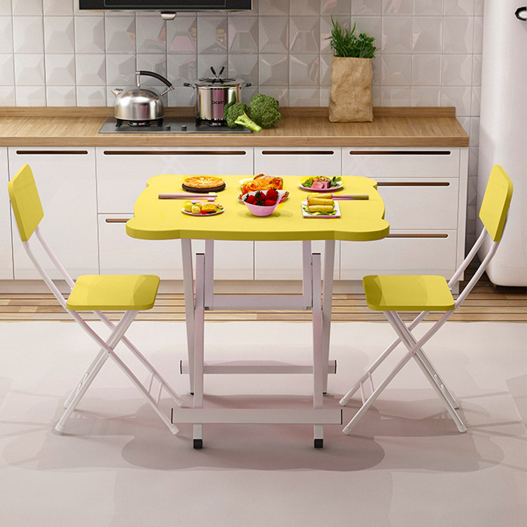 Yellow minimalist folding table with white metal legs for modern indoor and outdoor living spaces — view 5