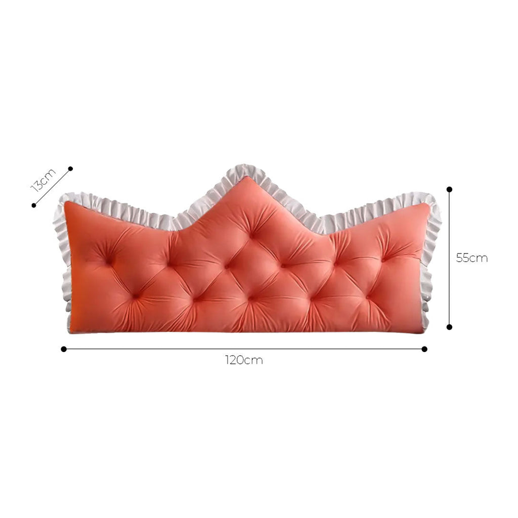 Pink tufted crown headboard pillow for bed with soft plush fabric and elegant design — view 5