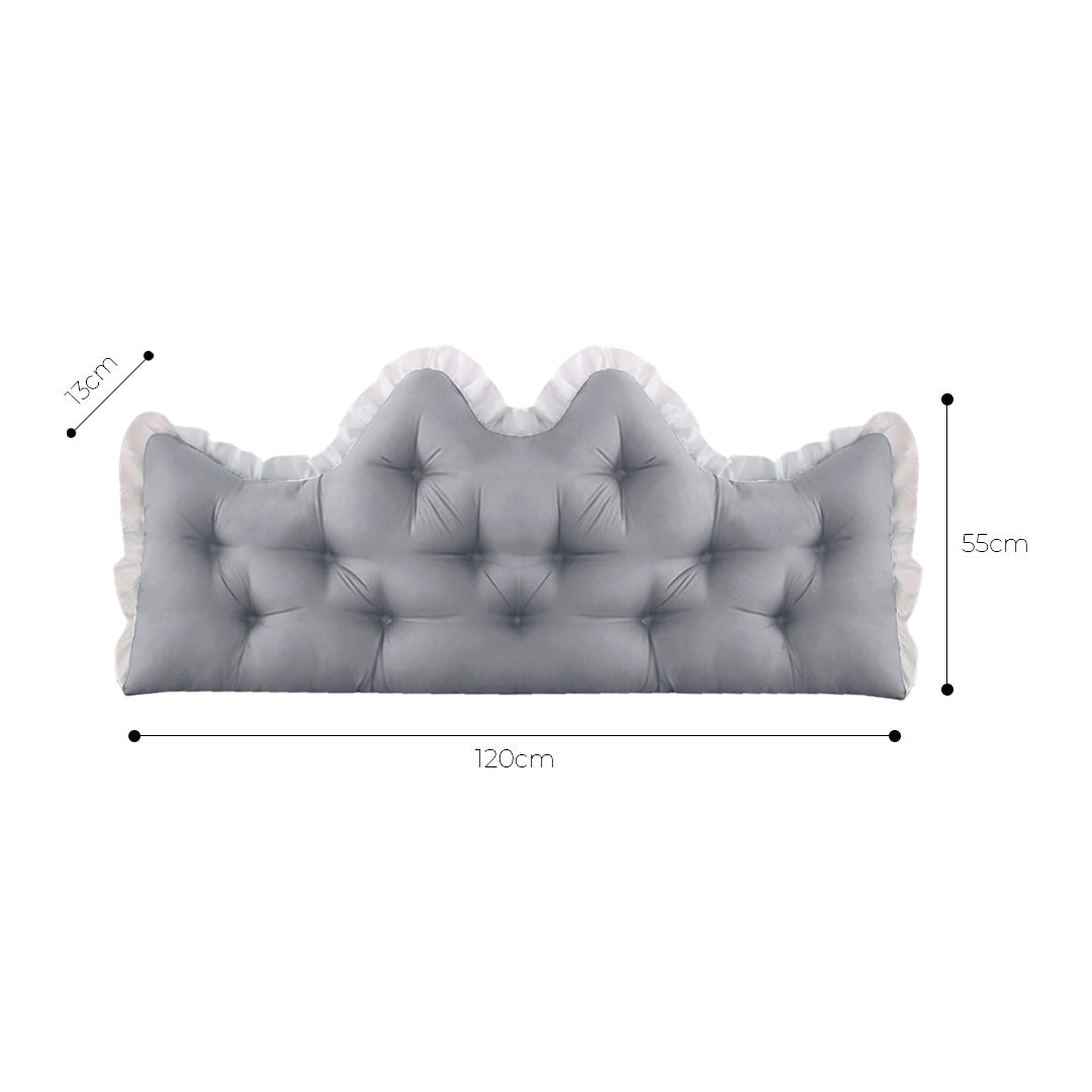 Light grey tufted crown headboard cushion with plush polyester filling for bed support — view 5