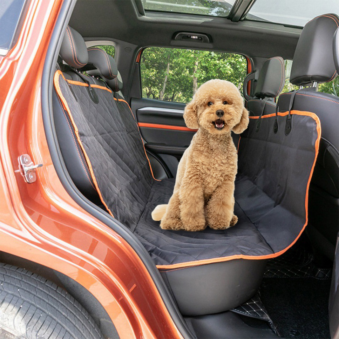Black waterproof dog car seat cover hammock made of oxford cloth for vehicle back seats — view 5