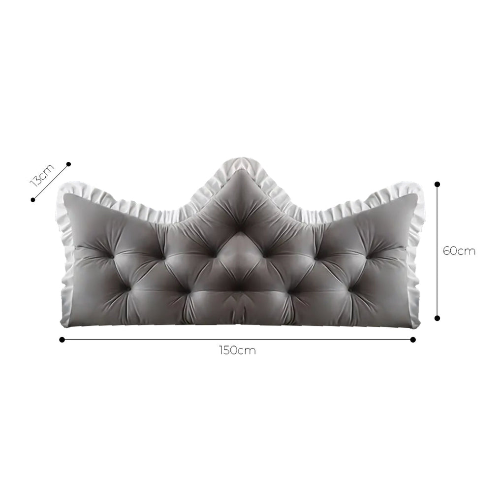 Grey 150cm crown headboard pillow featuring a plush tufted design for cozy bed backrest support — view 5