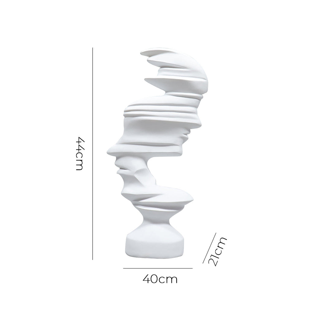 Matte white resin dual-face abstract modern art sculpture, 44cm tall home decor accent. — view 5