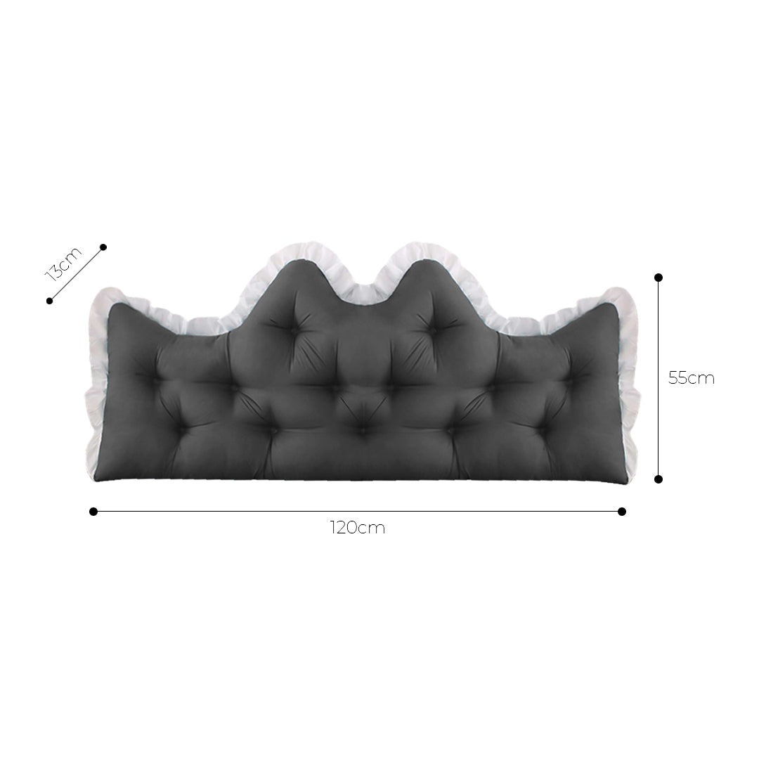 Charcoal grey tufted crown headboard cushion providing plush back support for a bed — view 5