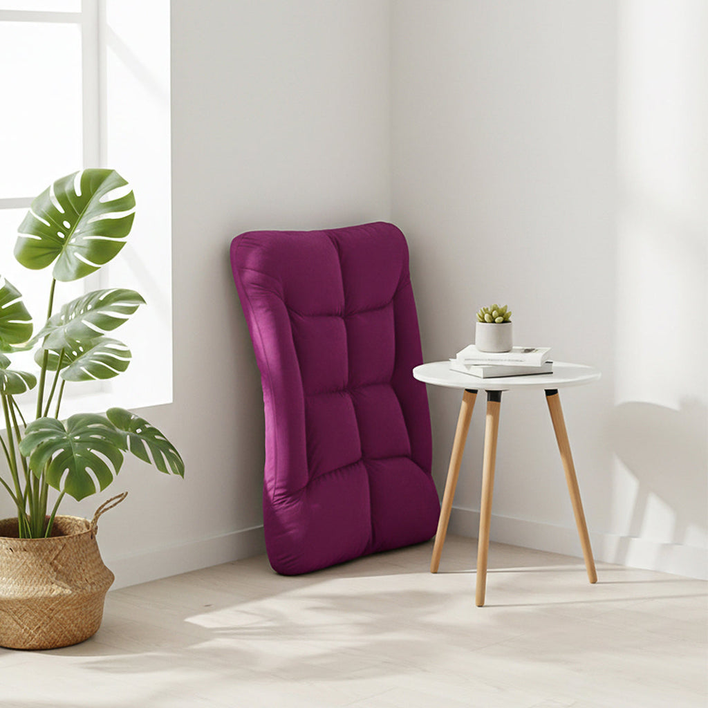 Magenta adjustable foldable floor chair with armrests plush flannel fabric and steel frame — view 5