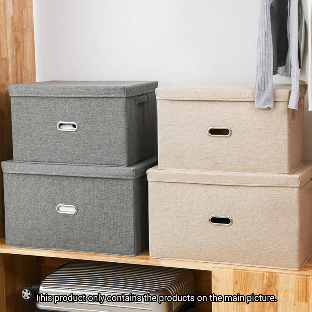 Beige foldable canvas storage box with reinforced handles perfect for stylish home and closet organization — view 5