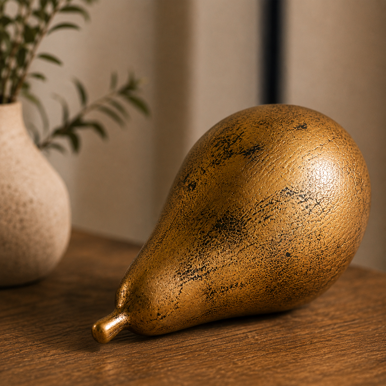 Modern minimalist brown ceramic decorative ornament styled on a bright tabletop for home decor — view 5