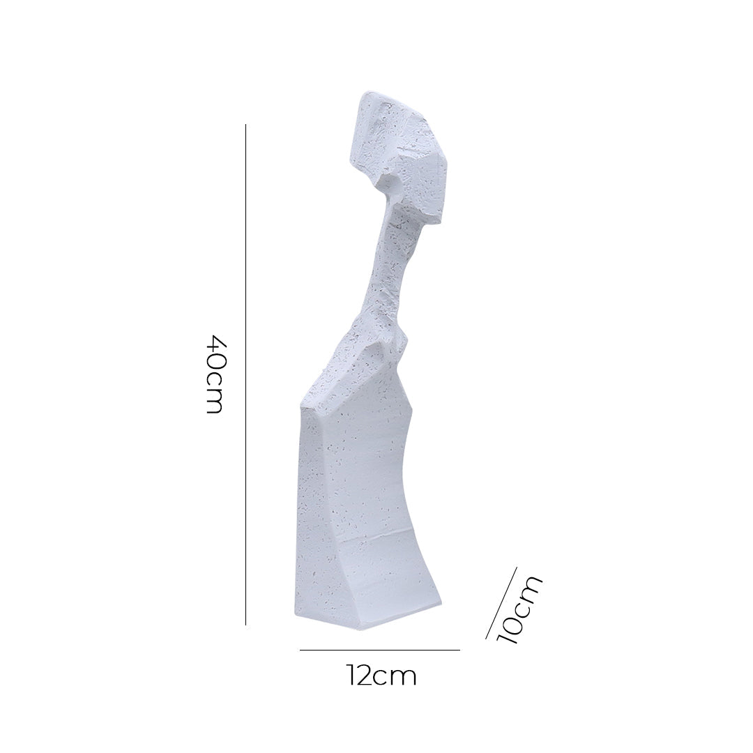 White resin abstract sculpture with modern angular design on display in a minimalist home decor setting — view 5