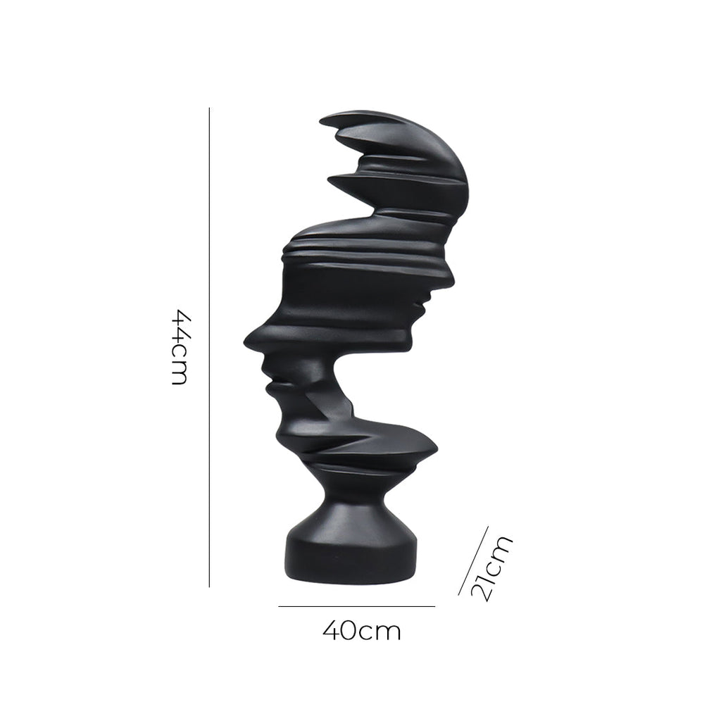 Matte black dual-face abstract resin sculpture standing 44cm tall for modern home decor — view 5