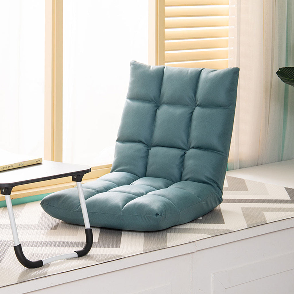 Green adjustable air leather lounge floor recliner and foldable gaming chair with ergonomic backrest support — view 4