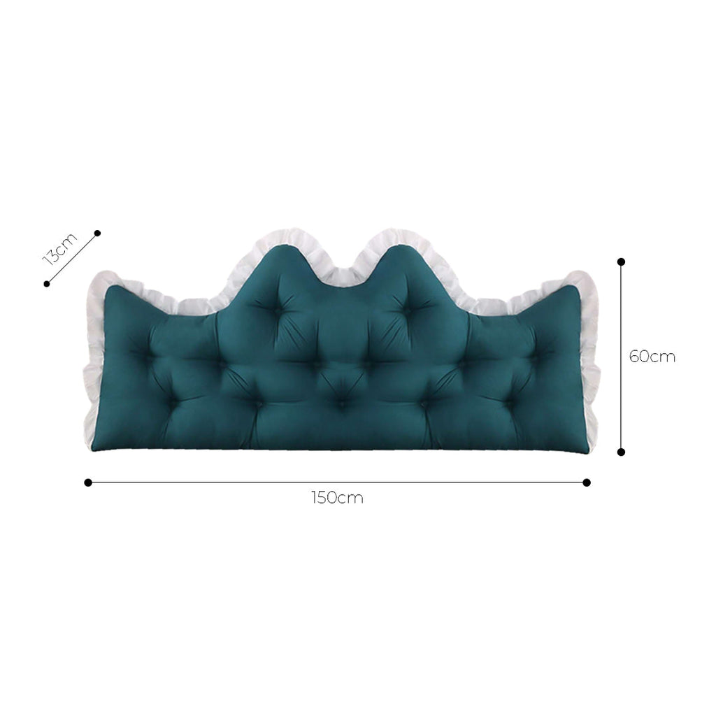 Large 150cm teal crown tufted headboard cushion for bed with plush filling and soft cover. — view 5