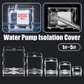 Clear acrylic aquarium water pump guard with bottom mesh base and rounded corners