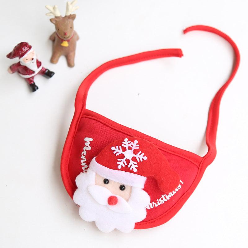 Festive pet Christmas hat and matching saliva towel set with reindeer antlers on white background — view 4
