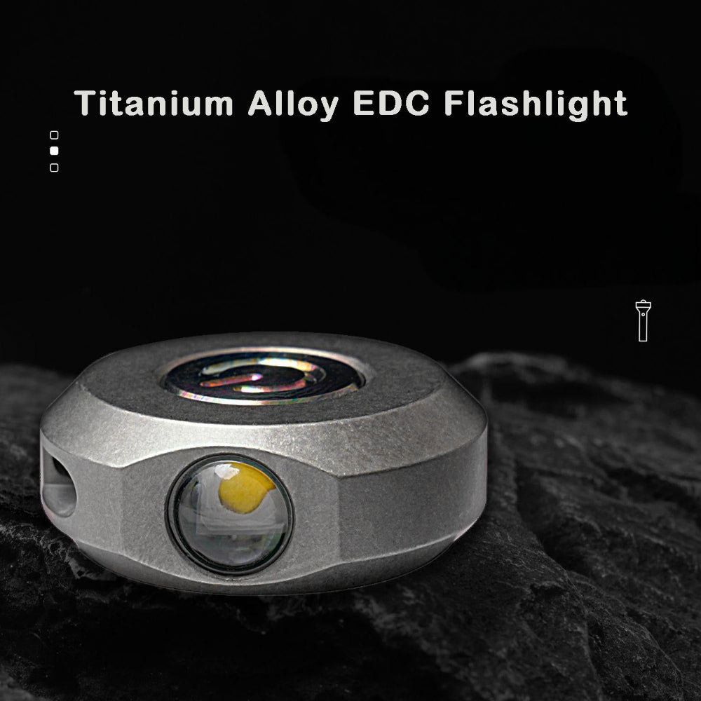 Compact titanium alloy EDC keychain flashlight with dual LED lights and sleek minimalist design — view 2