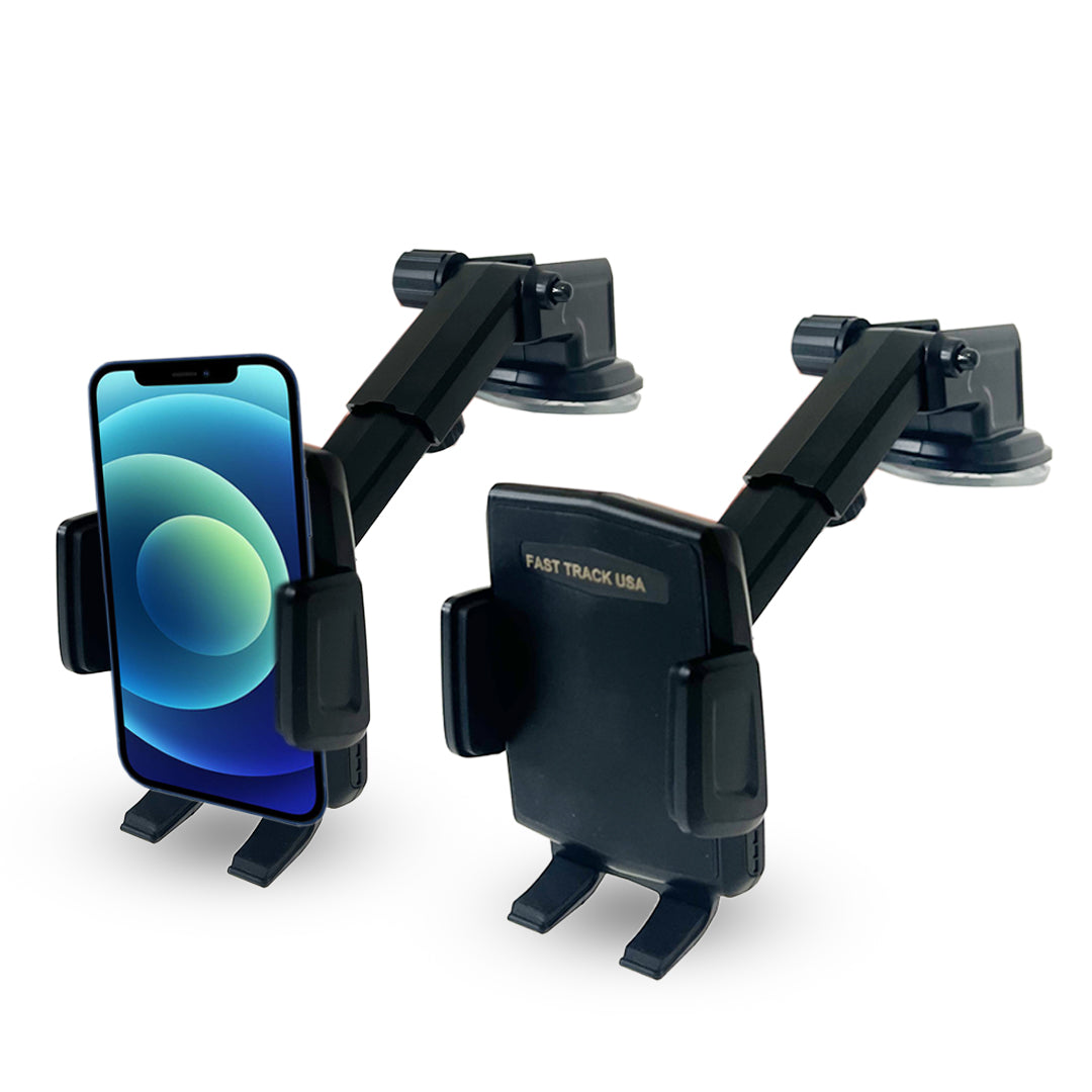 360 car phone mount holder attached to a vehicle dashboard displaying a smartphone screen securely. — view 3