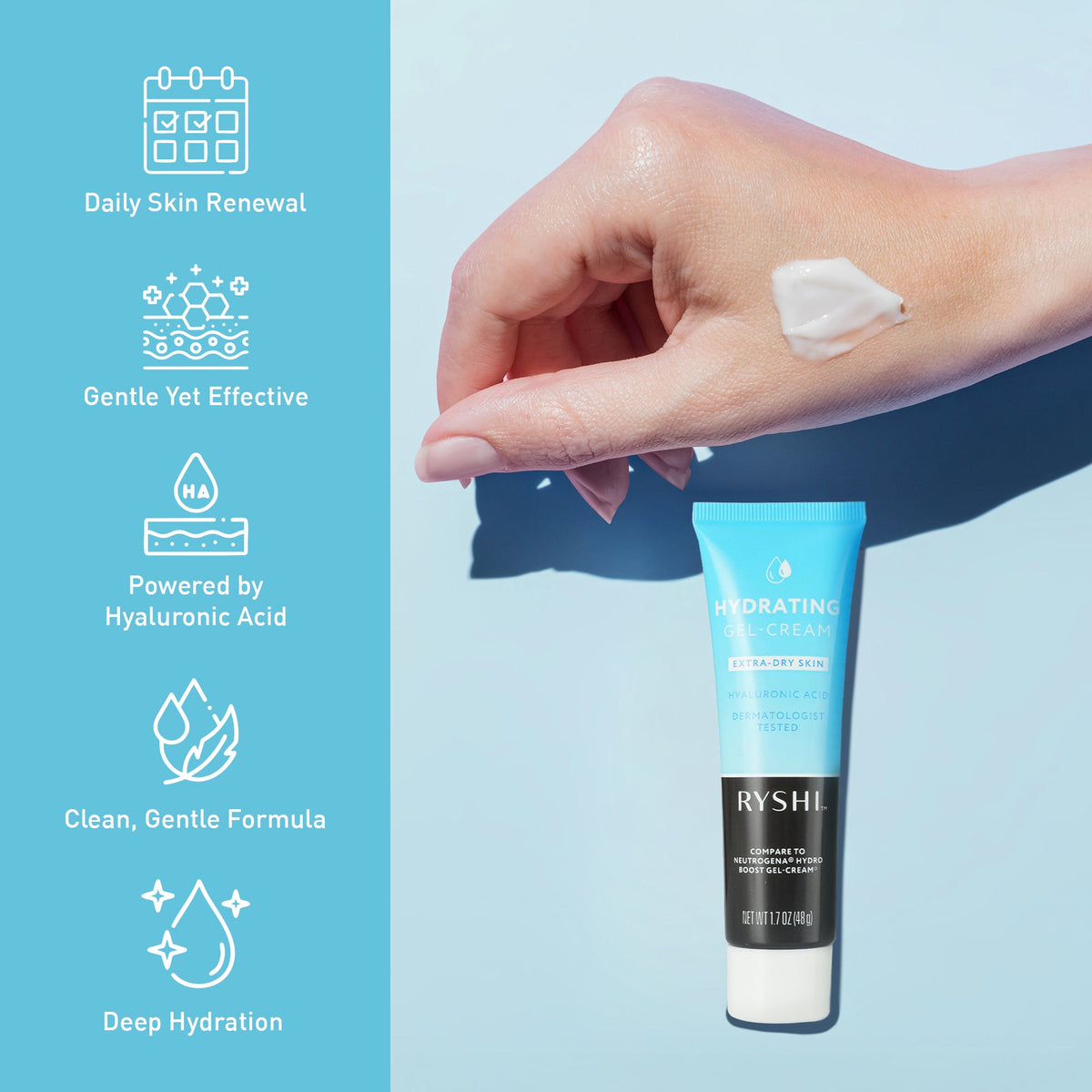 Hydrating Gel Cream for Extra Dry Skin – With Hyaluronic Acid, Deep Moisture, Lightweight Feel – Gentle on Sensitive Skin-1