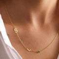 Stainless steel English letter initial name necklace in gold, rose gold, or steel finish