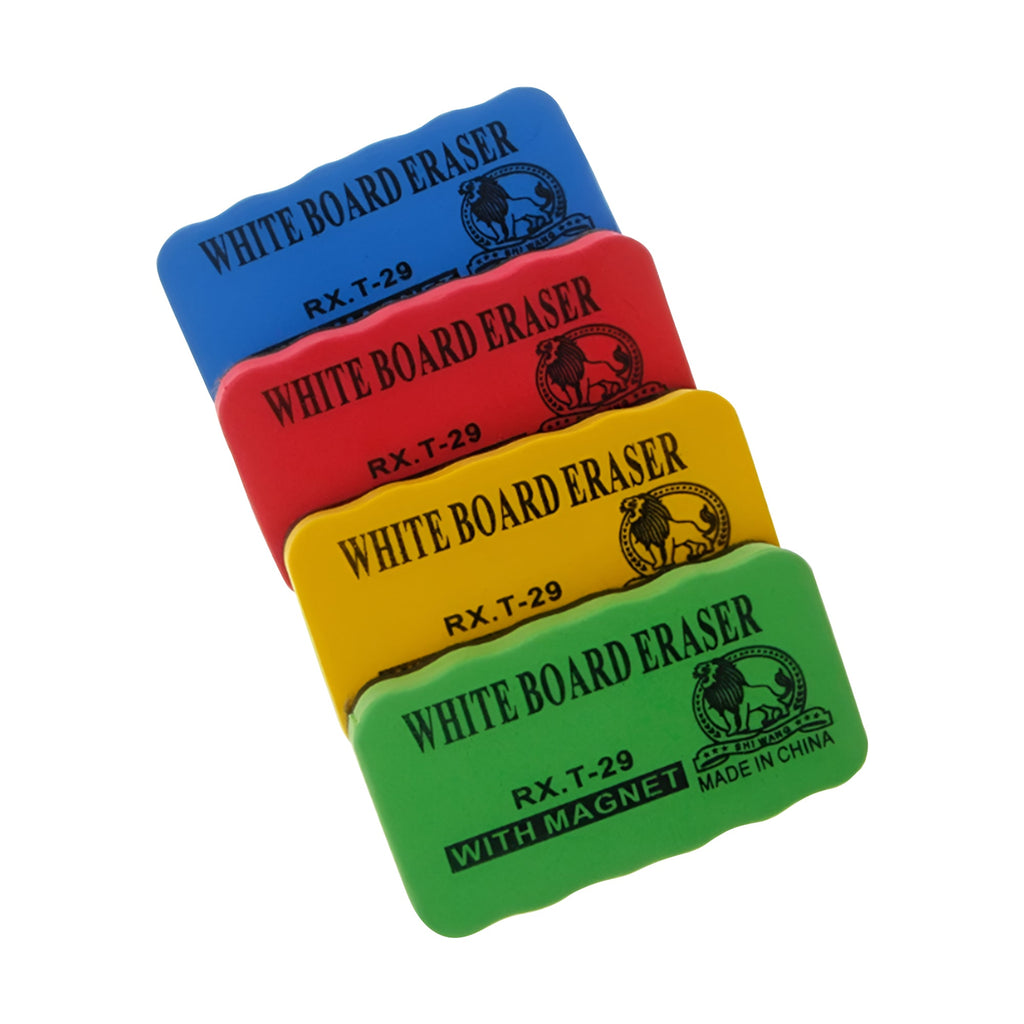 Modern magnetic whiteboard eraser with a thick felt bottom pad and brightly colored EVA plastic top — view 5